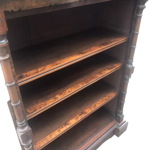 Good Quality Antique Victorian Burr Walnut Open Bookcase image-5