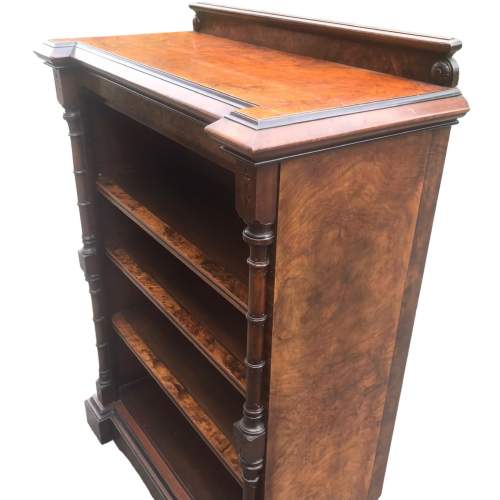 Good Quality Antique Victorian Burr Walnut Open Bookcase image-4