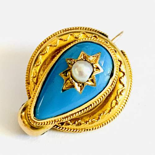Victorian Gold and Enamel Brooch Tie Pin image-1