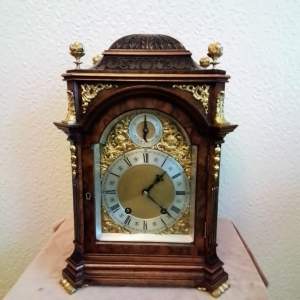 Walnut Mantel Clock by Lenzkirch with Gilt Mounts