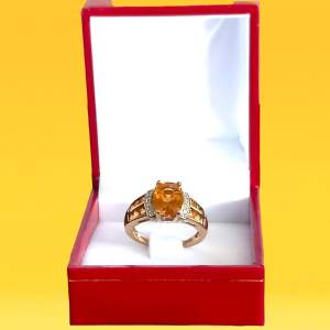 Gold Citrine & Diamond Ring