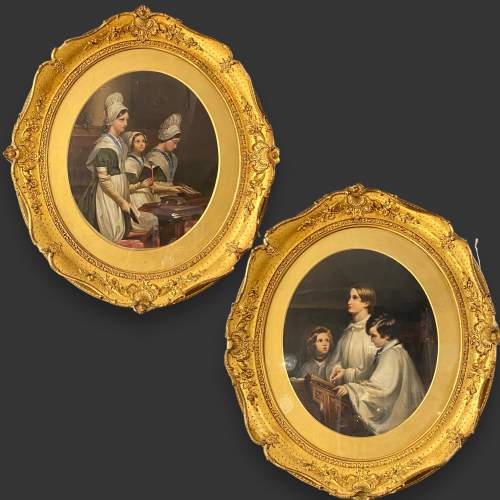 Pair of Mid 19th Century Oil on Canvas Paintings image-1