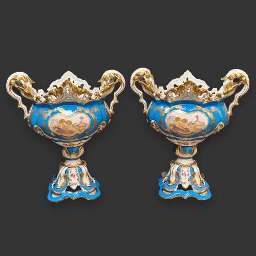 Pair of 19th Century Sevres Style Porcelain Jardinières image-1
