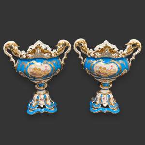 Pair of 19th Century Sevres Style Porcelain Jardinières