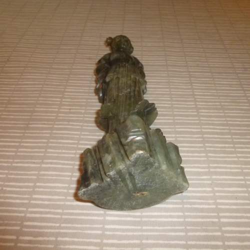 Chinese Grey Green Jade Figure of a Standing Lady image-3