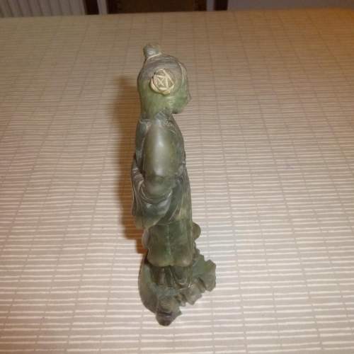 Chinese Grey Green Jade Figure of a Standing Lady image-4