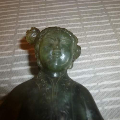 Chinese Grey Green Jade Figure of a Standing Lady image-5