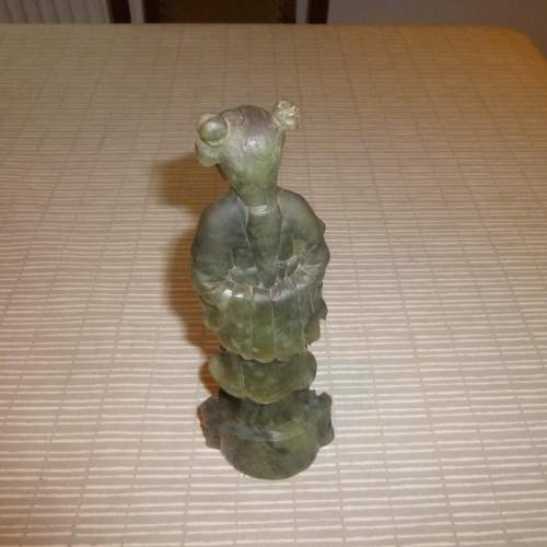 Chinese Grey Green Jade Figure of a Standing Lady image-6