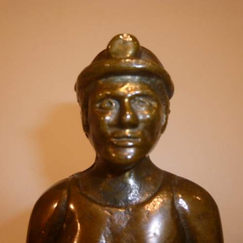 20th Century Bronze Figure of a  Coal Miner signed D Bramley image-4