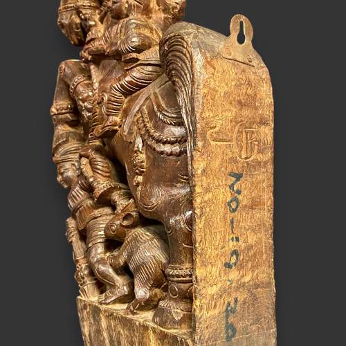 19th Century Indian Teak Horse Chariot Carving image-6