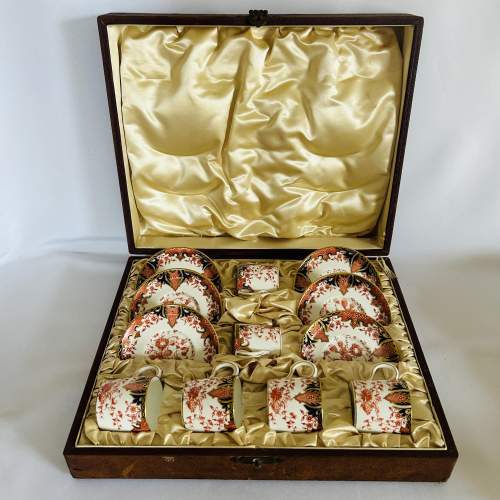 Presentation Box of Royal Crown Derby Fern Pattern Coffee Duos image-1