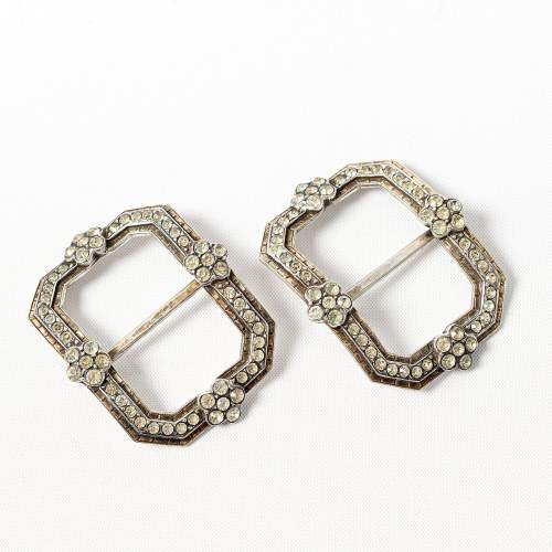 A Pair of Antique Edwardian French Silver Shoe Buckles image-1
