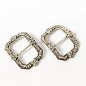 A Pair of Antique Edwardian French Silver Shoe Buckles