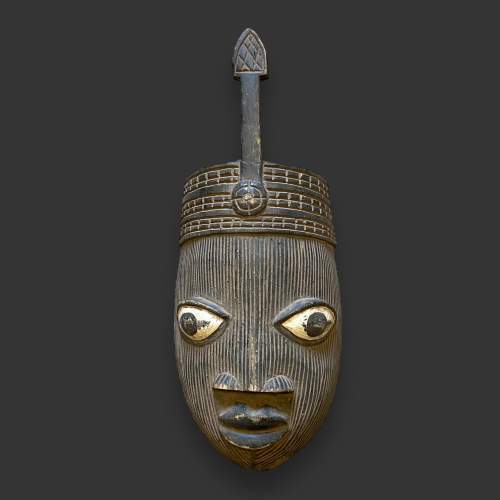 Carved Black and White African Mask image-1