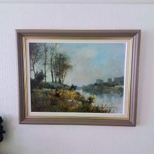Oil Painting on Board by George Thompson of the River Dee