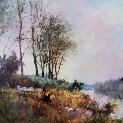 Oil Painting on Board by George Thompson of the River Dee image-4