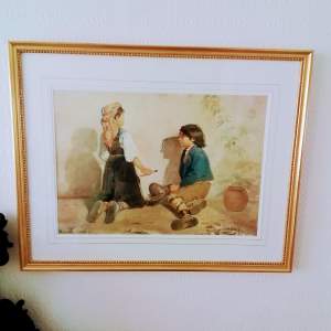 Watercolour Painting by David Raimbach of Two Children