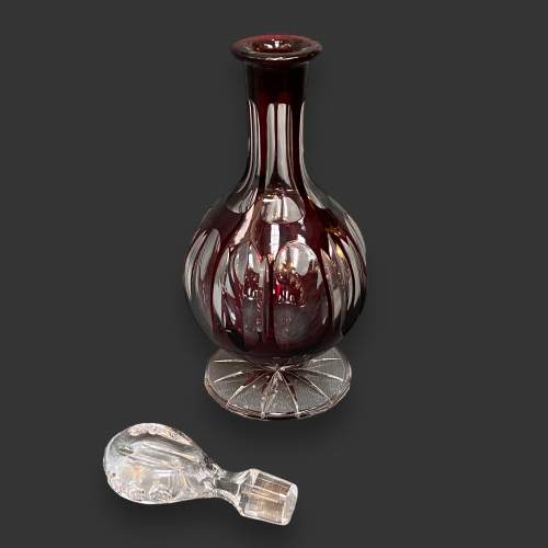 Vintage Ruby Red Faceted Glass Decanter image-2