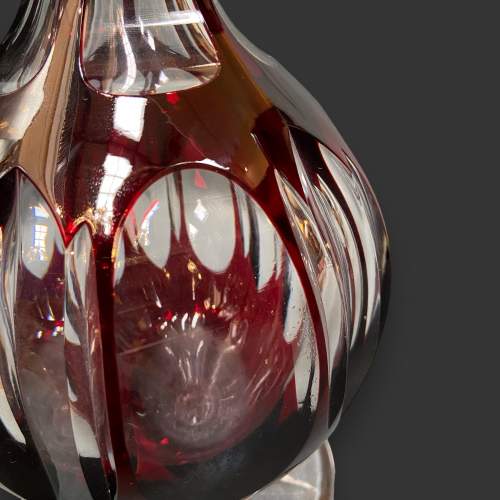Vintage Ruby Red Faceted Glass Decanter image-5