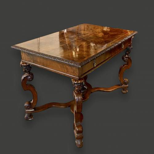 Circa 1900 Carved Figured Walnut Centre Table image-1