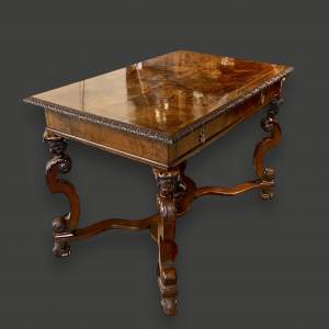 Circa 1900 Carved Figured Walnut Centre Table