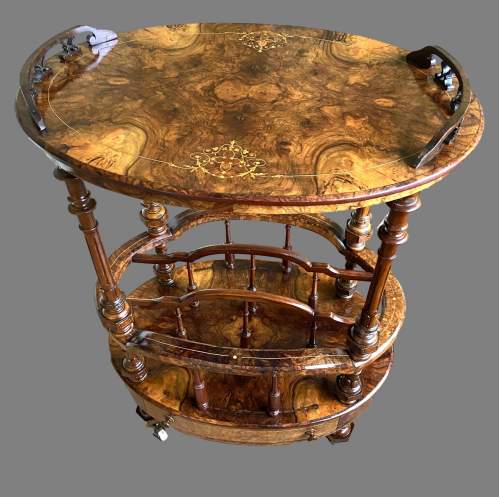 A Victorian Burr Walnut Canterbury Table. image-1