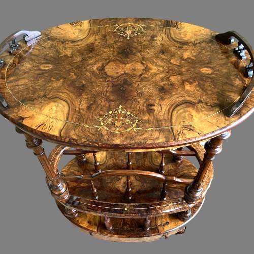 A Victorian Burr Walnut Canterbury Table. image-3