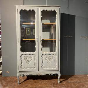 Vintage French Painted Two Door Bookcase