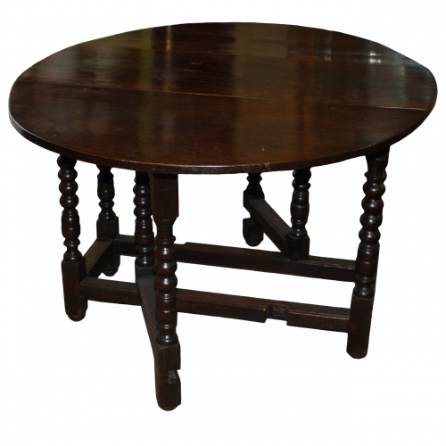 Quality 17th Century English Oak Gate Leg Dining Table image-1