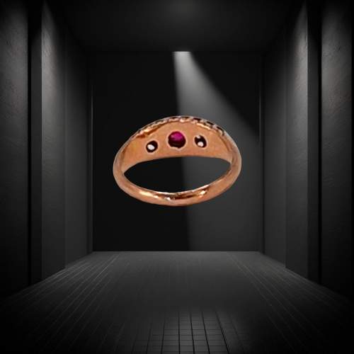 Chester 1919 Gold Ruby Paste Ring image-3