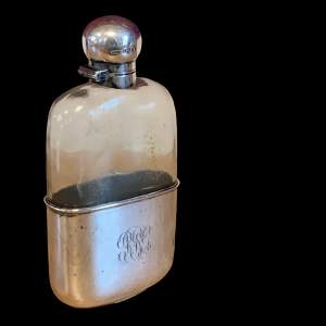 James Dixon and Son Glass and Silver Hip Flask