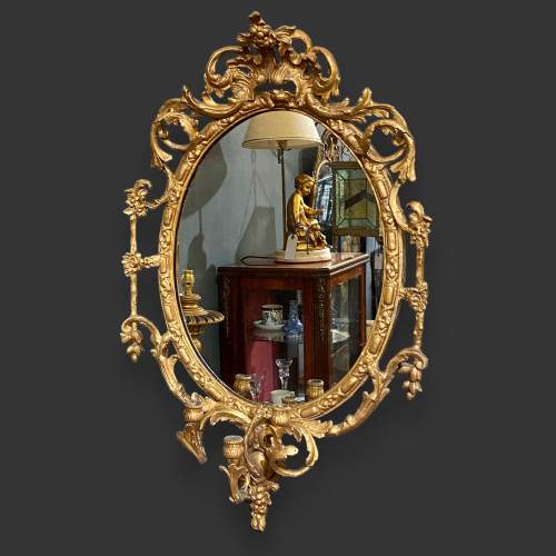 Early 19th Century Giltwood Rococo French Girandole Mirror image-1