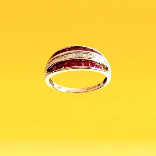 9ct Gold Ruby Diamond Ring image-1