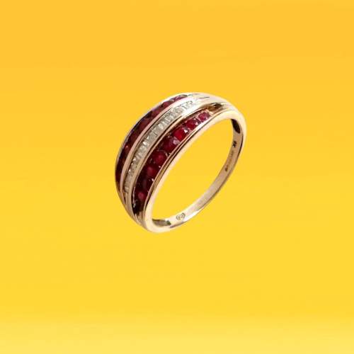 9ct Gold Ruby Diamond Ring image-2