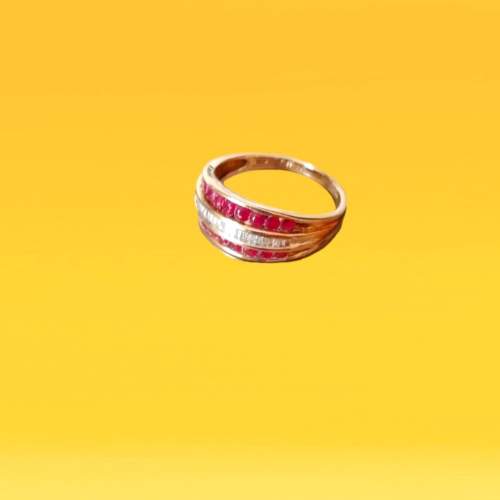 9ct Gold Ruby Diamond Ring image-3