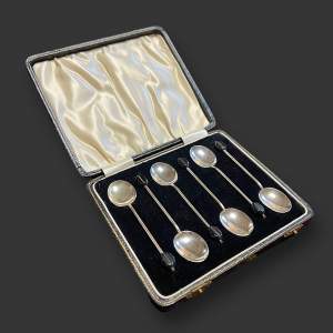 Boxed Silver Coffee Bean Spoons