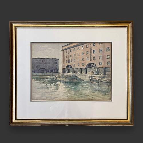 Albert Dock Liverpool Watercolour Attributed to E J Whineray image-1