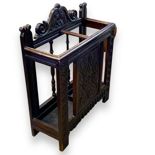 Victorian Carved Oak Stick and Umbrella Stand image-1