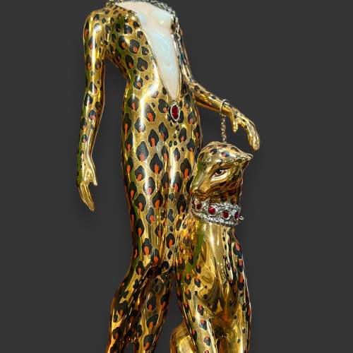 20th Century Franklin Mint House of Erte Leopard Figure image-3
