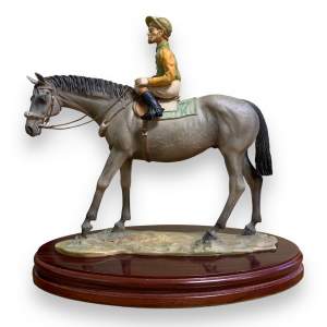Large Racehorse and Jockey Figure