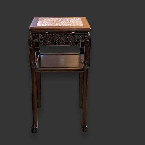 19th Century Chinese Marble Inset Hardwood Stand image-2