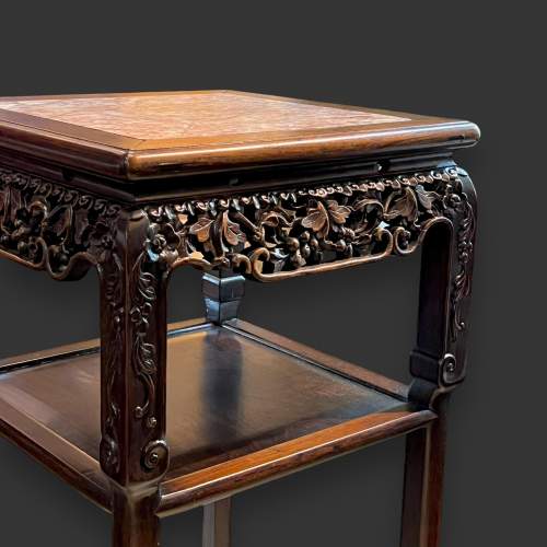 19th Century Chinese Marble Inset Hardwood Stand image-4