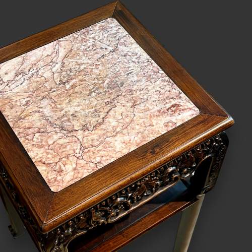 19th Century Chinese Marble Inset Hardwood Stand image-5