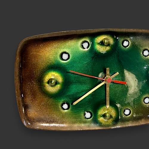 1960s Italian Green Enamelled Clock by Franco Bastianelli image-2