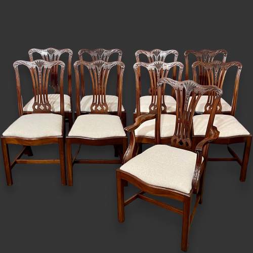 A Set of Nine 19th Century Carved Mahogany Dining Chairs image-1