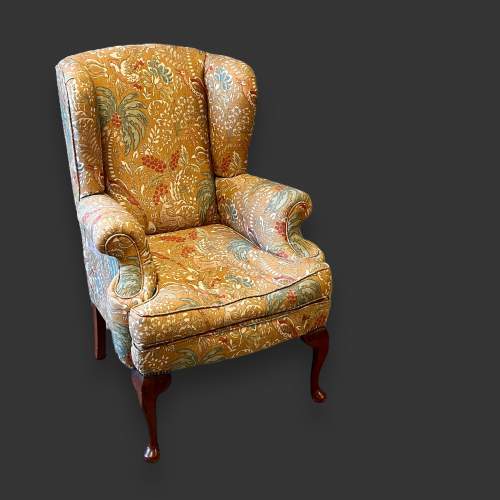 1950s Wingback Armchair Upholstered in Mulberry Fabric image-1