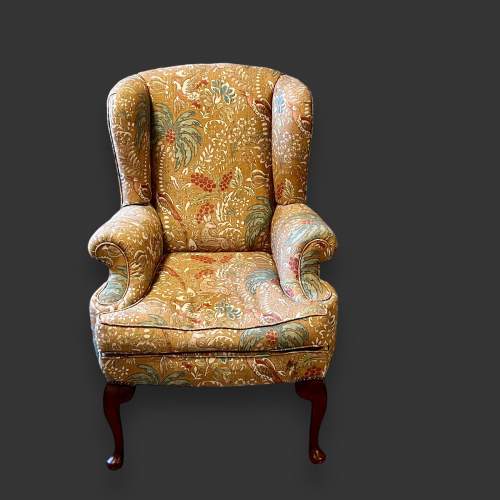 1950s Wingback Armchair Upholstered in Mulberry Fabric image-2