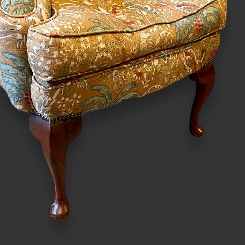 1950s Wingback Armchair Upholstered in Mulberry Fabric image-6