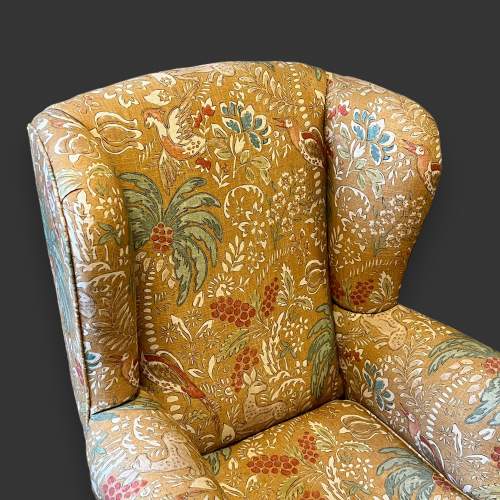 1950s Wingback Armchair Upholstered in Mulberry Fabric image-4