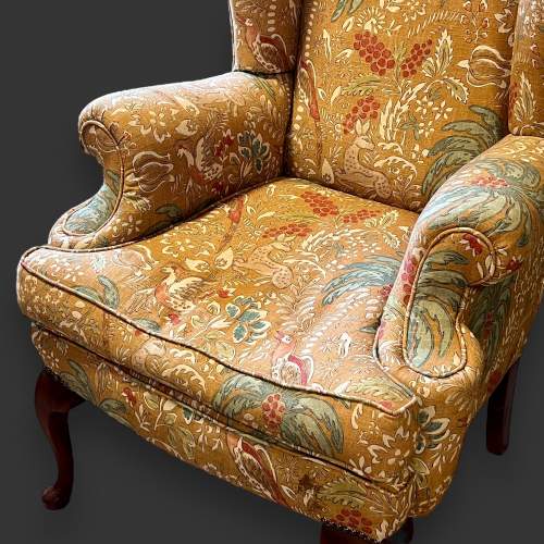 1950s Wingback Armchair Upholstered in Mulberry Fabric image-5